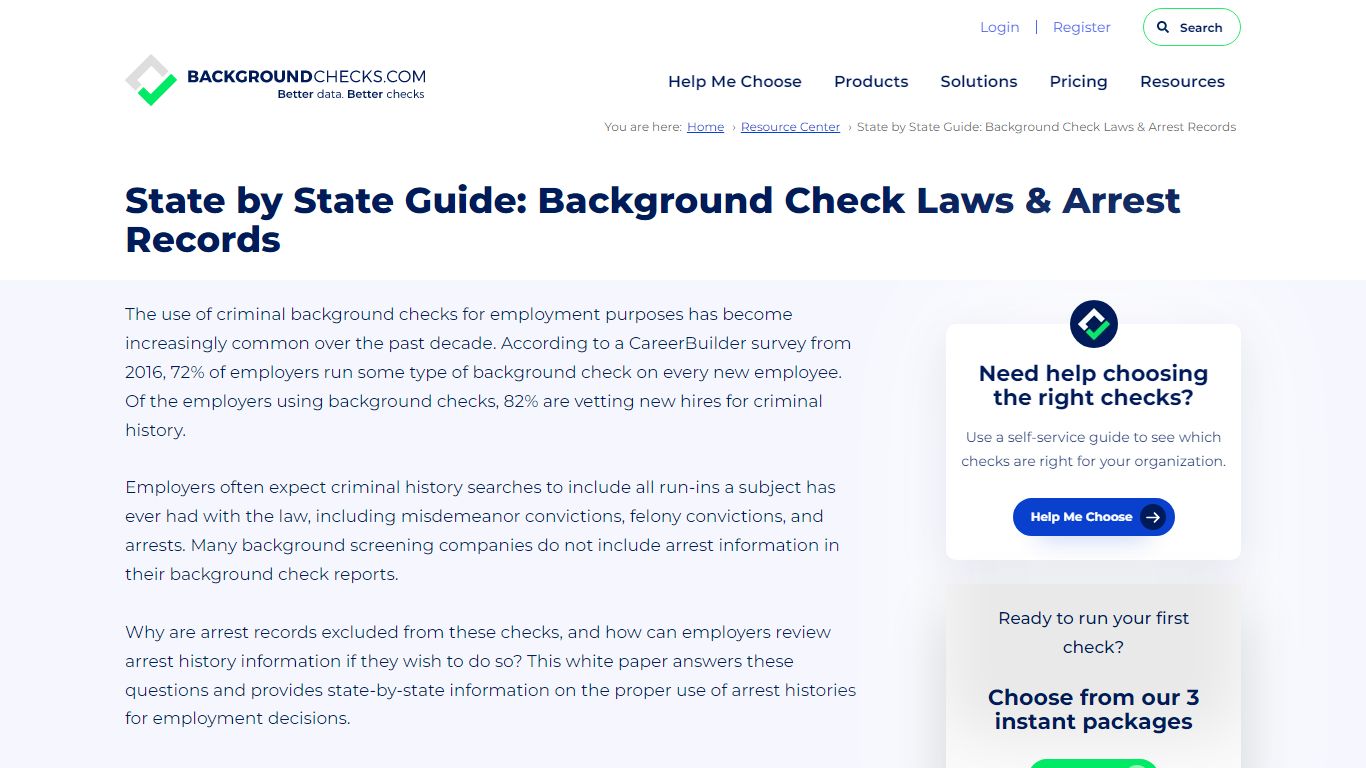 Employment Background Checks and the Use of Arrest Records by State